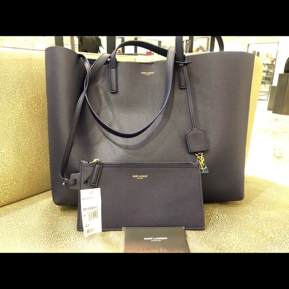NWT Saint Laurent East West Shopper Tote Blue - Picture 5 of 7